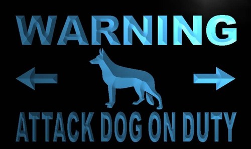 Warning Attack Dog on Duty Neon Light Sign